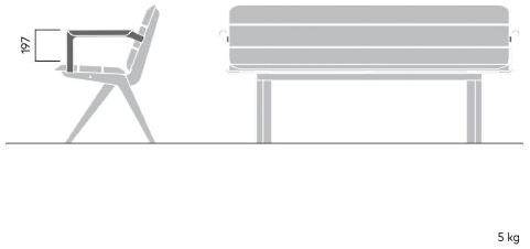 VESTRE Скамья из нержавеющей стали и дерева с подлокотниками со спинкой Nunu sun-id-1442513 - Вид №3