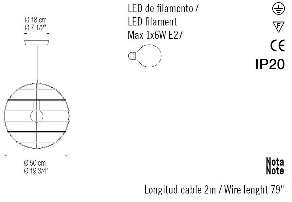 fambuena Подвесной светильник из металла Sphere 6058 - Вид №2