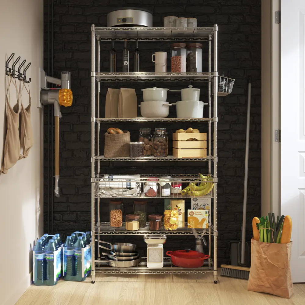 Стеллаж сетчатый KONSENSA 90x35x180 см цвет хром STLM-2202804 - Вид №7