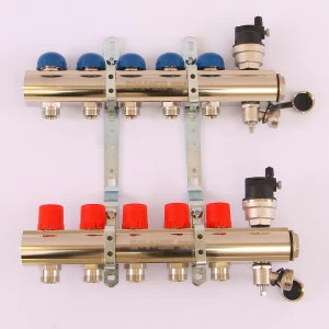 Коллекторная группа TOPWAY с регулировочными и термостатическими вентилями с метрической резьбой EMMETI 1"xM24x19 5 выходов
