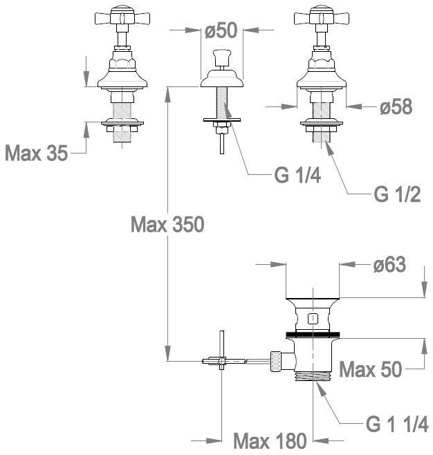 Fir Italia Смеситель для биде на столешнице Canterbury 30 3020225 - Вид №2