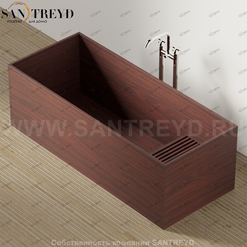 Ванна свободностоящая WOODLINE V красный дуб Agape AVAS0909RM