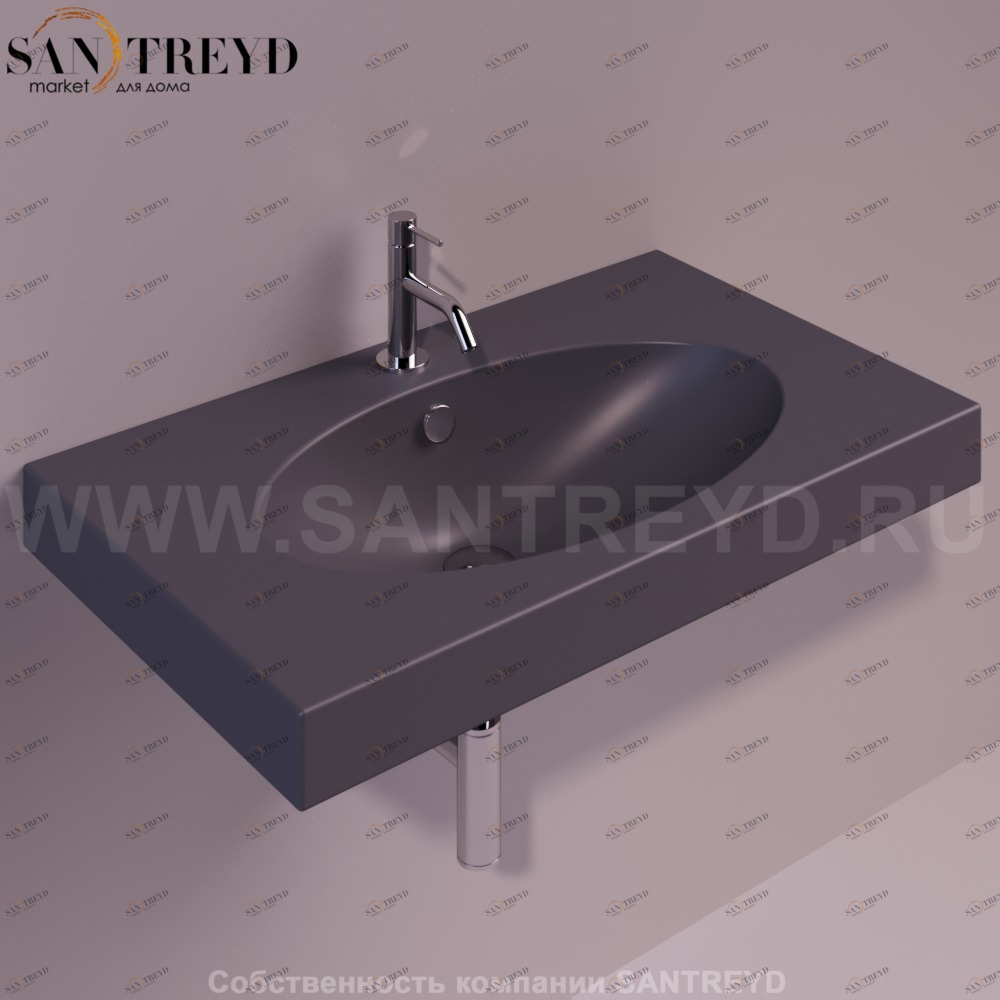 LFT44ANTRACITEMATT Подвесная раковина настенная прямоугольная Simas LFT Spazio черная