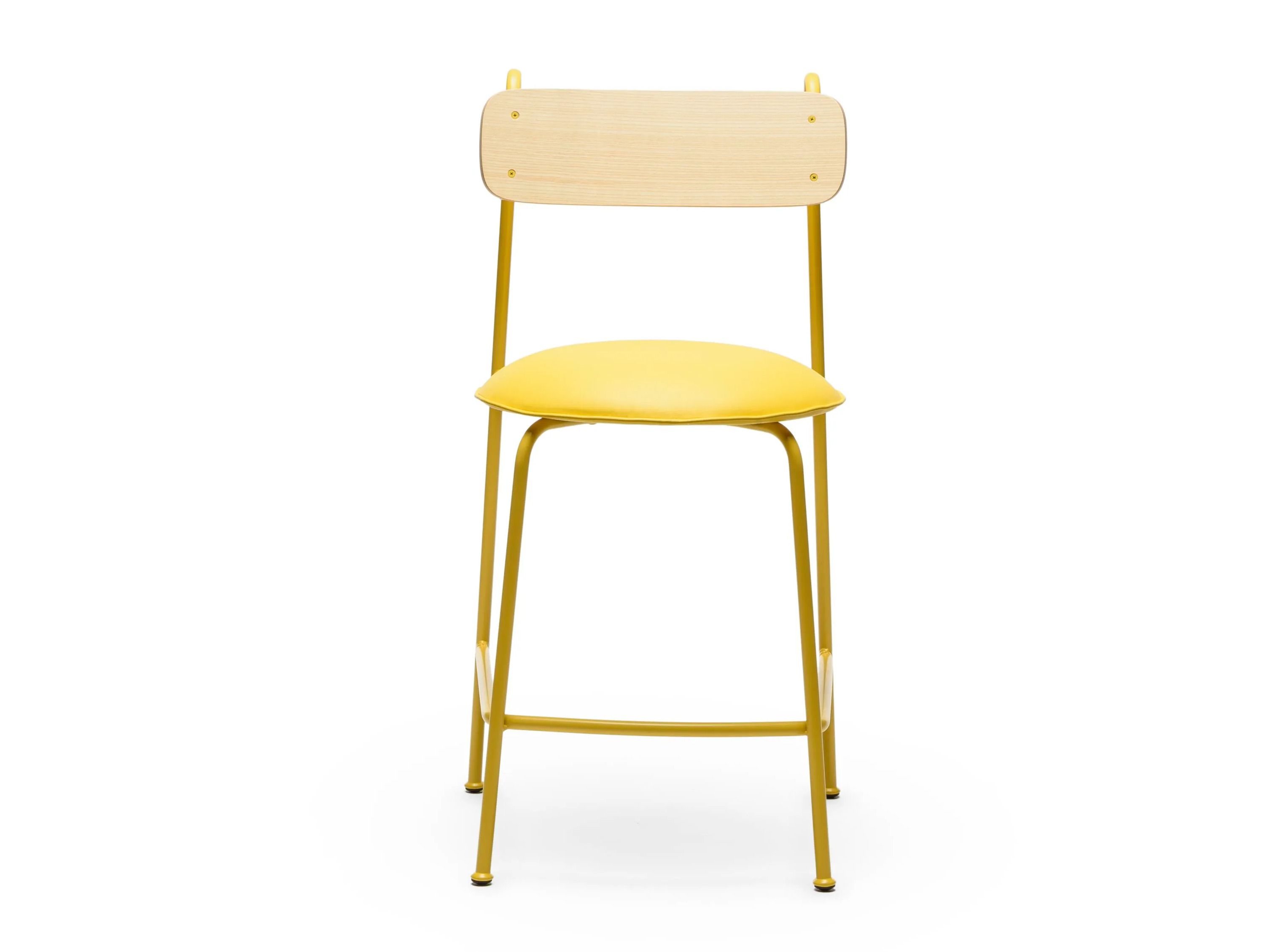 Окрашенный металлический табурет со встроенной подушкой из искусственной кожи и спинкой CHAIRS & MORE Lena ARCH-00048550 - Вид №1