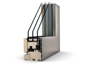 Алюминиевое и деревянное створчатое окно