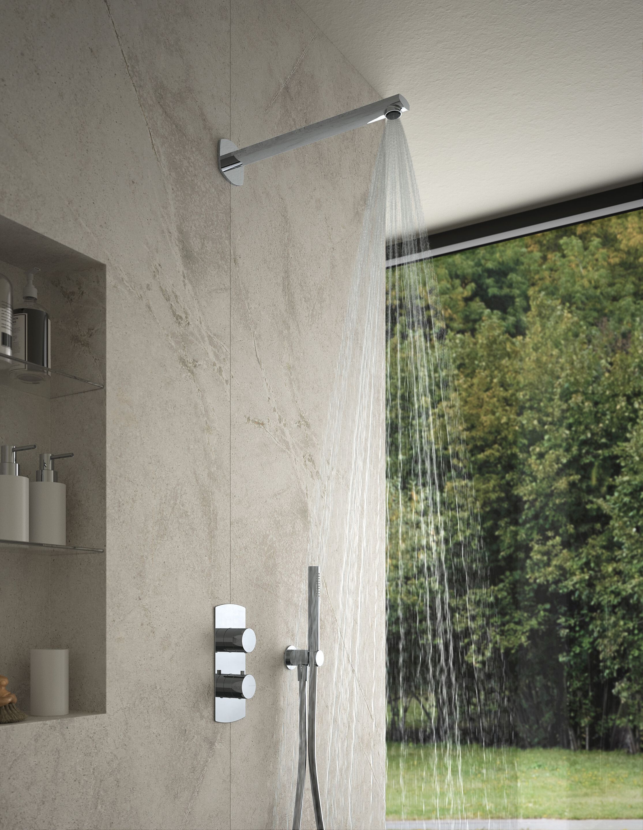 Латунная настенная душевая головка с кронштейном Rubinetterie Treemme Albatros ARCH-00141921