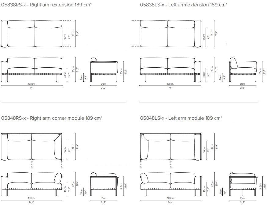 TRIBÙ Угловой диван из ткани с шезлонгом Natal alu sofa sun-id-1400871 - Вид №12