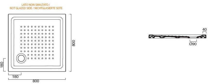 CERAMICA CATALANO Квадратный нескользящий керамический душевой поддон H 4.5 sun-id-1422020 - Вид №2