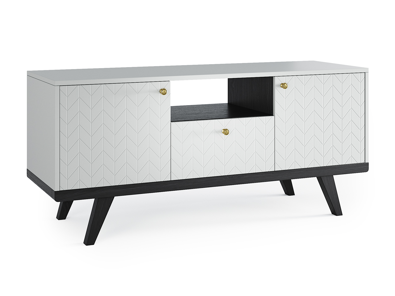 Тумба под телевизор с ящиком серая с черными ножками Thimon v2 THE IDEA  210267 Серый  - Вид №1