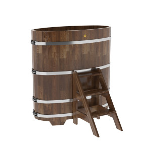 1378 Купель овальная из сращенных ламелей лиственницы 0,69х1,31х1,4 морёная Alyarus