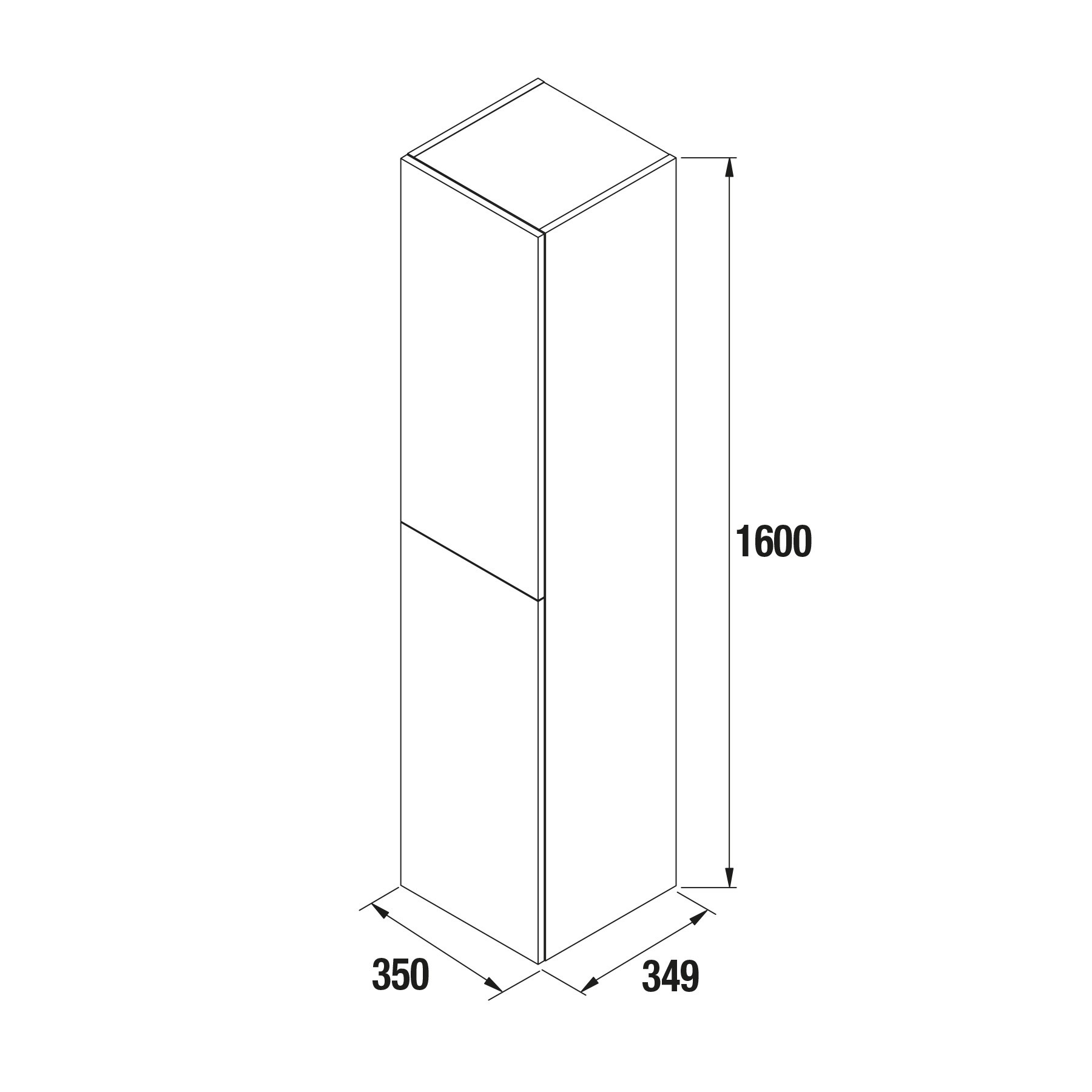 22828 SALGAR Колонна АЛЬЯНС 1600 двусторонняя 2-дверная нажимная GLOSS WHITE 350 x 1600 x 349 мм Глянцевый белый  - Вид №3
