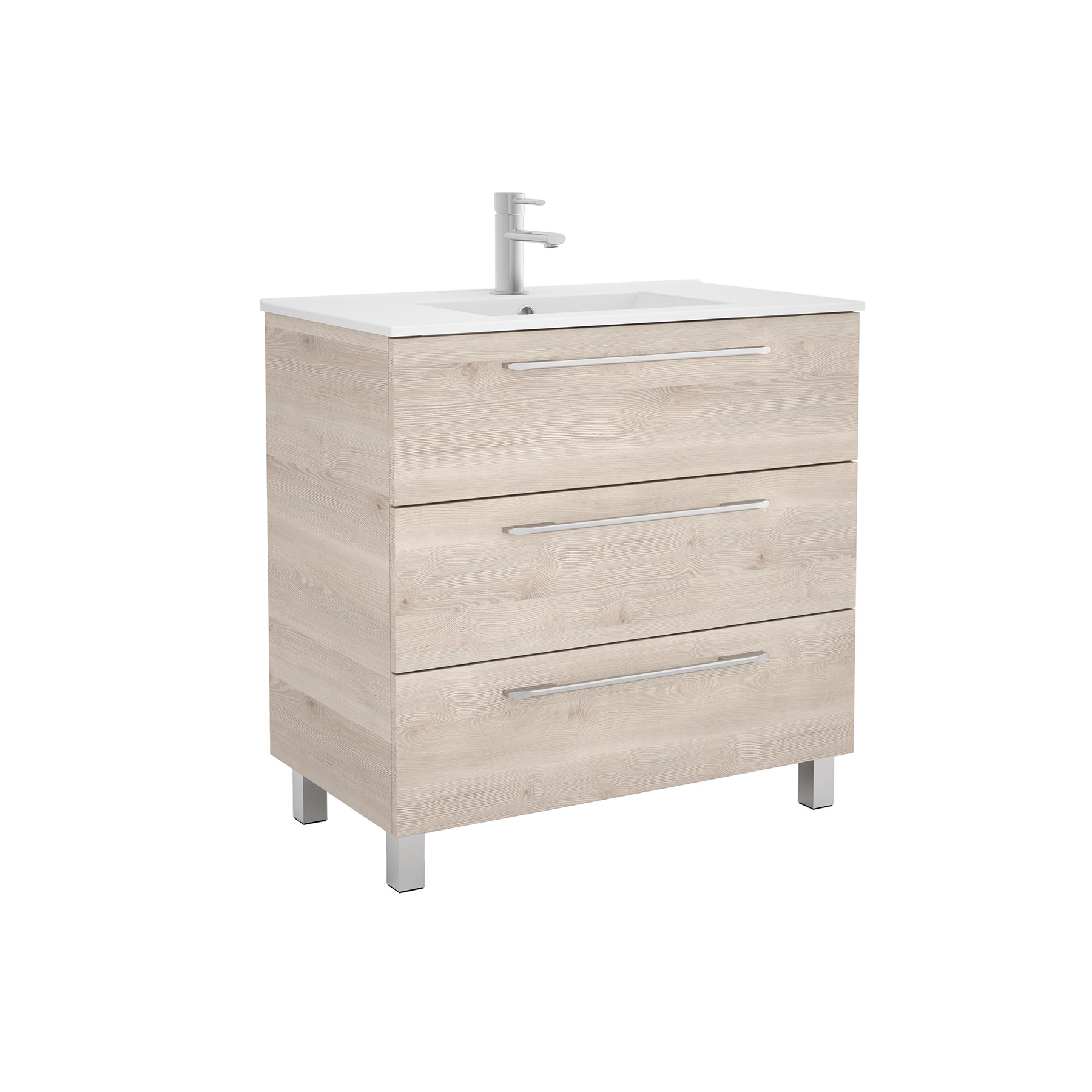 26594 SALGAR Мебель для умывальника FUSSION CHROME 900 3 ящика NATURAL 897 x 868 x 450 мм Естественный - Вид №1