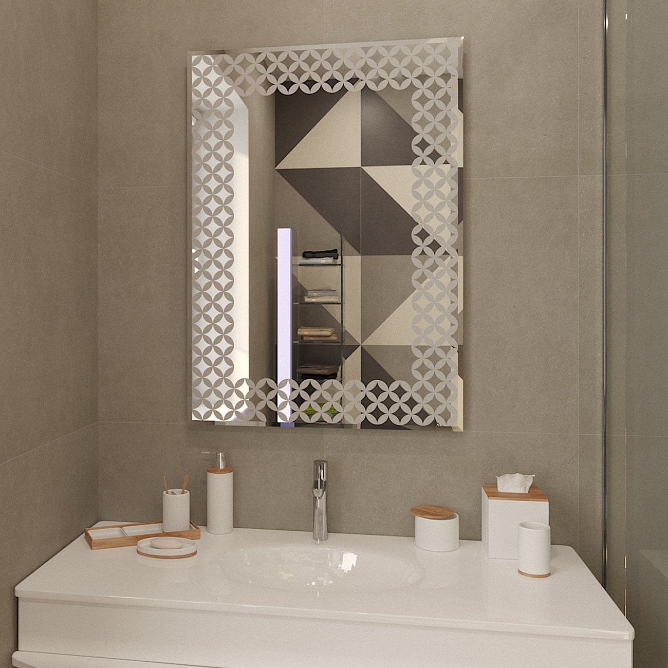 Зеркало прямоугольное с белым принтом "Колди-1" GRAUM ДИЗАЙНЕРСКИЕ 304134 Зеркальный  - Вид №2