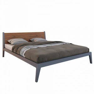 Кровать полутораспальная 140x200 серая орех BRAGIN DESIGN ДИЗАЙНЕРСКИЕ 256396 Коричневый;серый