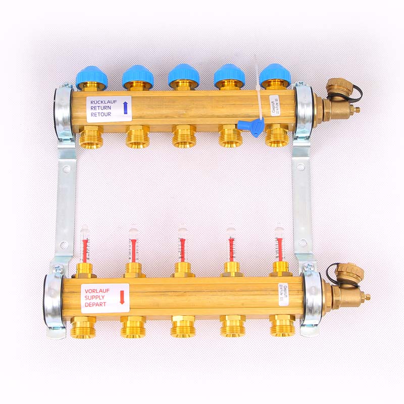 Коллекторная группа HKV/T с термостатическими вентилями и расходомерами WATTS Ind 1"x3/4"ЕК 5 выходов 10004199