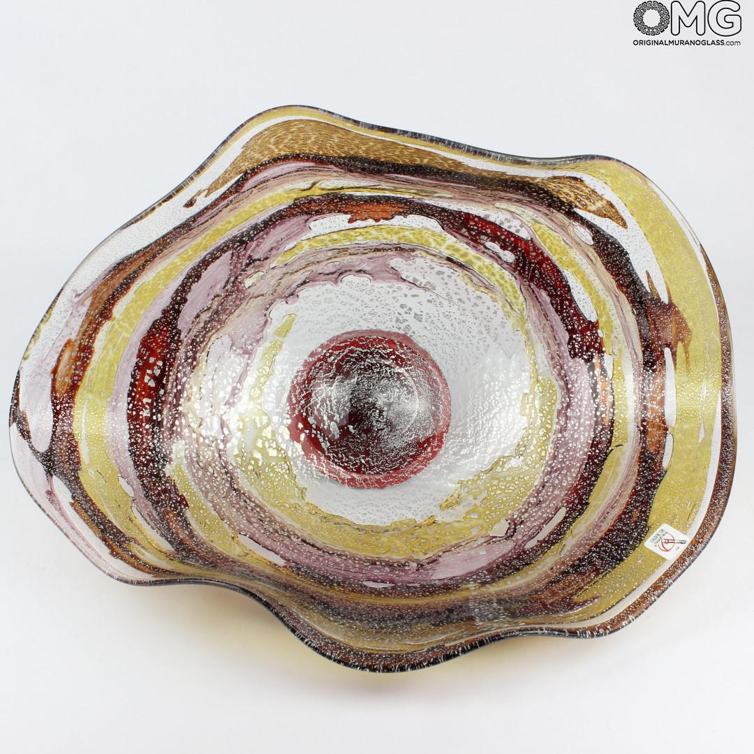 2170 ORIGINALMURANOGLASS Декоративная янтарная чаша Сбруффи - муранское стекло 30 см  - Вид №1
