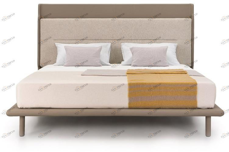 Turri Двуспальная кровать из кожи с обитым изголовьем Zero sun-id-1514543