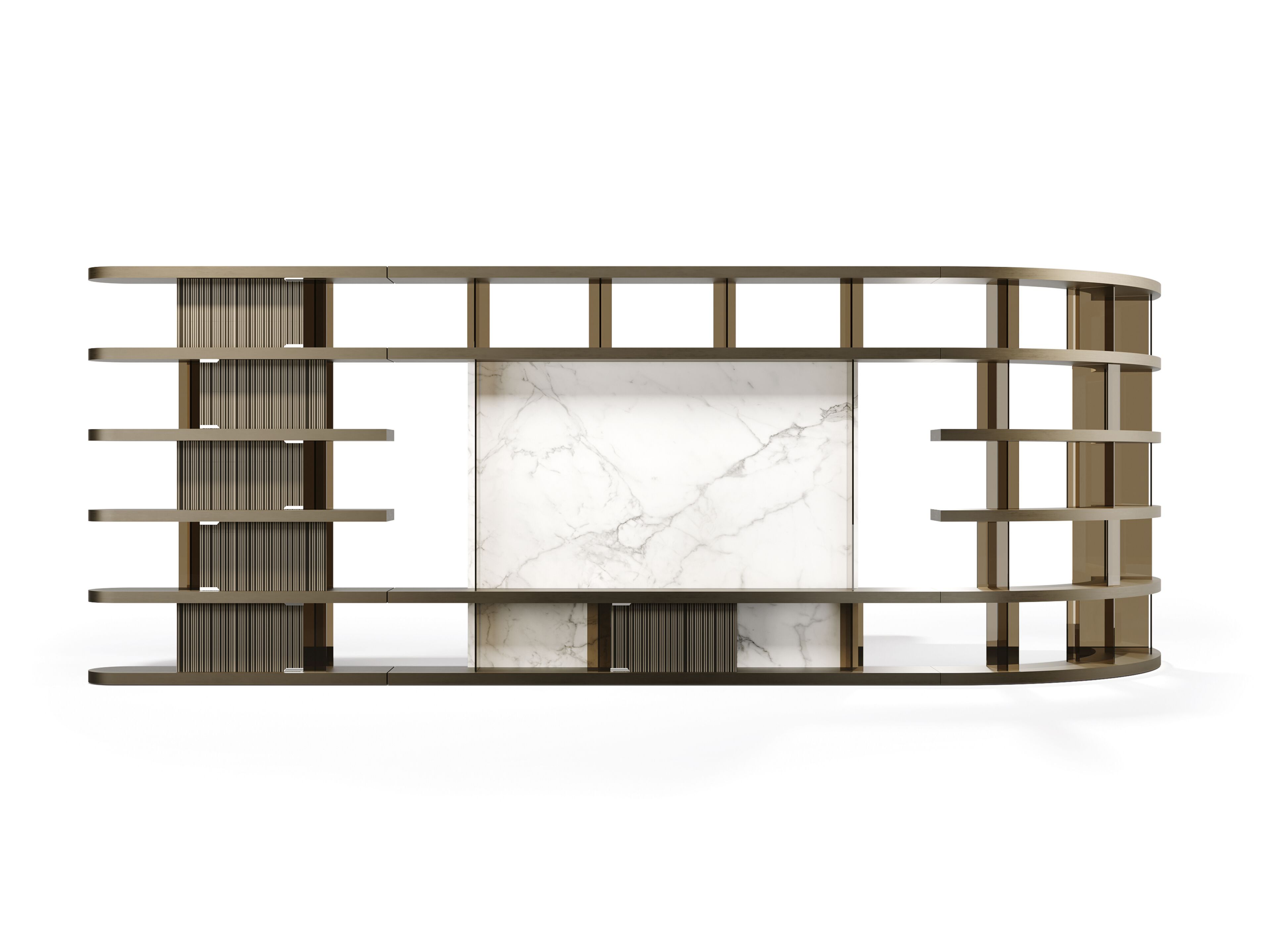 Модульный деревянный и стеклянный книжный шкаф с подставкой для телевизора REFLEX ARCH-00079118 - Вид №1