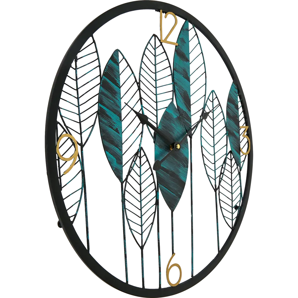 Часы настенные Dream River Листья GH61184 круглые металл цвет сине-зеленый бесшумные ø50 Осень STLM-2003296 - Вид №3