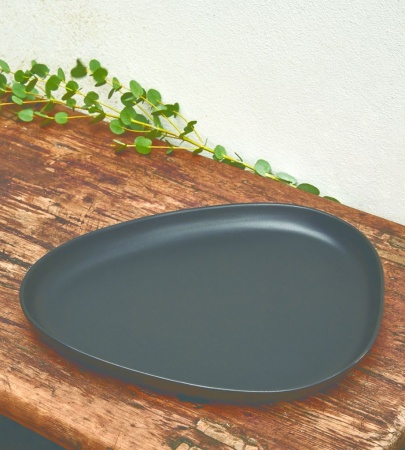 990164 Тарелка сервировочная (35х30х3см) каменная керамика, черный;LIND DNA  - Вид №2