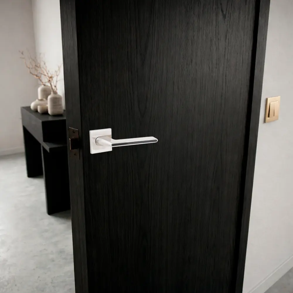 Дверная ручка на розетке Armex H-30118-A без запирания цвет никель/черный STLM-2203613 - Вид №7