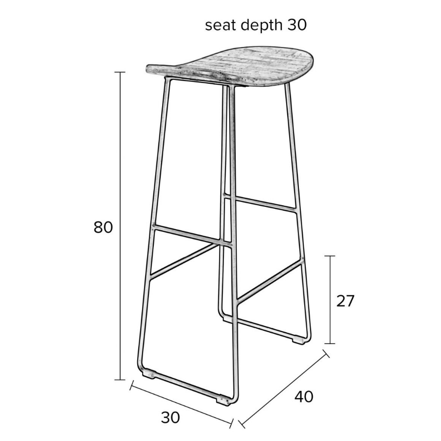 Стул барный Tangle, дерево White Label Living 1500076 - Вид №11