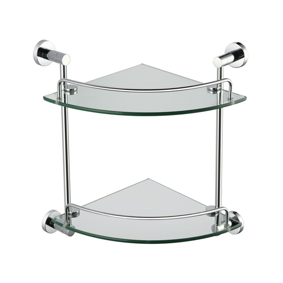 Полка стеклянная двойная MELANA AISI201+цинк хром MLN-SY3004 SY серия