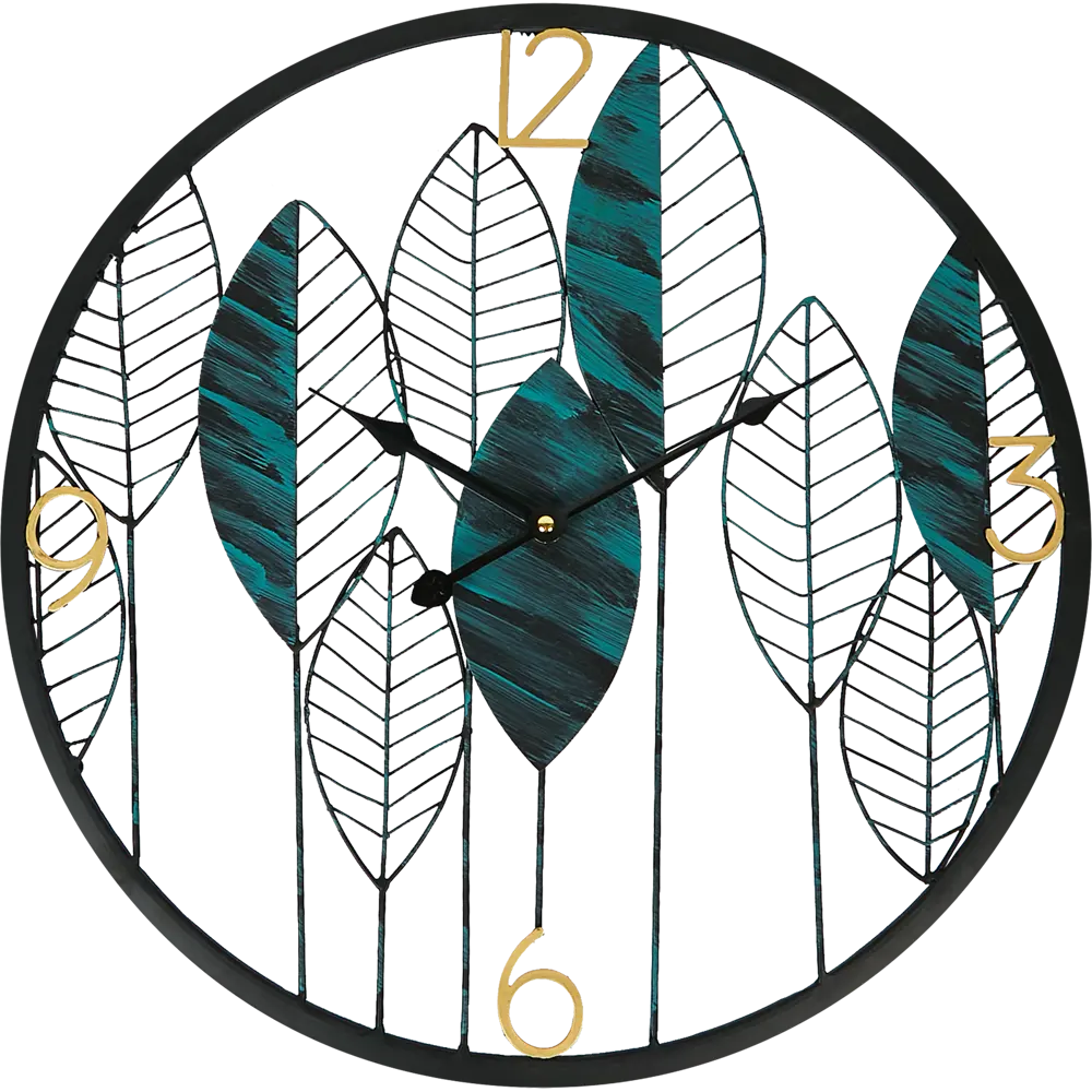 Часы настенные Dream River Листья GH61184 круглые металл цвет сине-зеленый бесшумные ø50 Осень STLM-2003296 - Вид №1