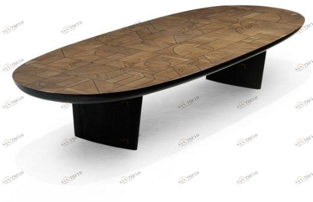 Roche Bobois Низкий овальный журнальный столик из массива дерева Nativ sun-id-1391532