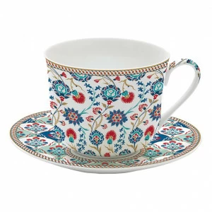 Чашка фарфоровая с блюдцем красно-голубая в подарочной упаковке "Изник" EASY LIFE COFFEEMANIA & ATMOSPHERE 00-3946840 Голубой;красный