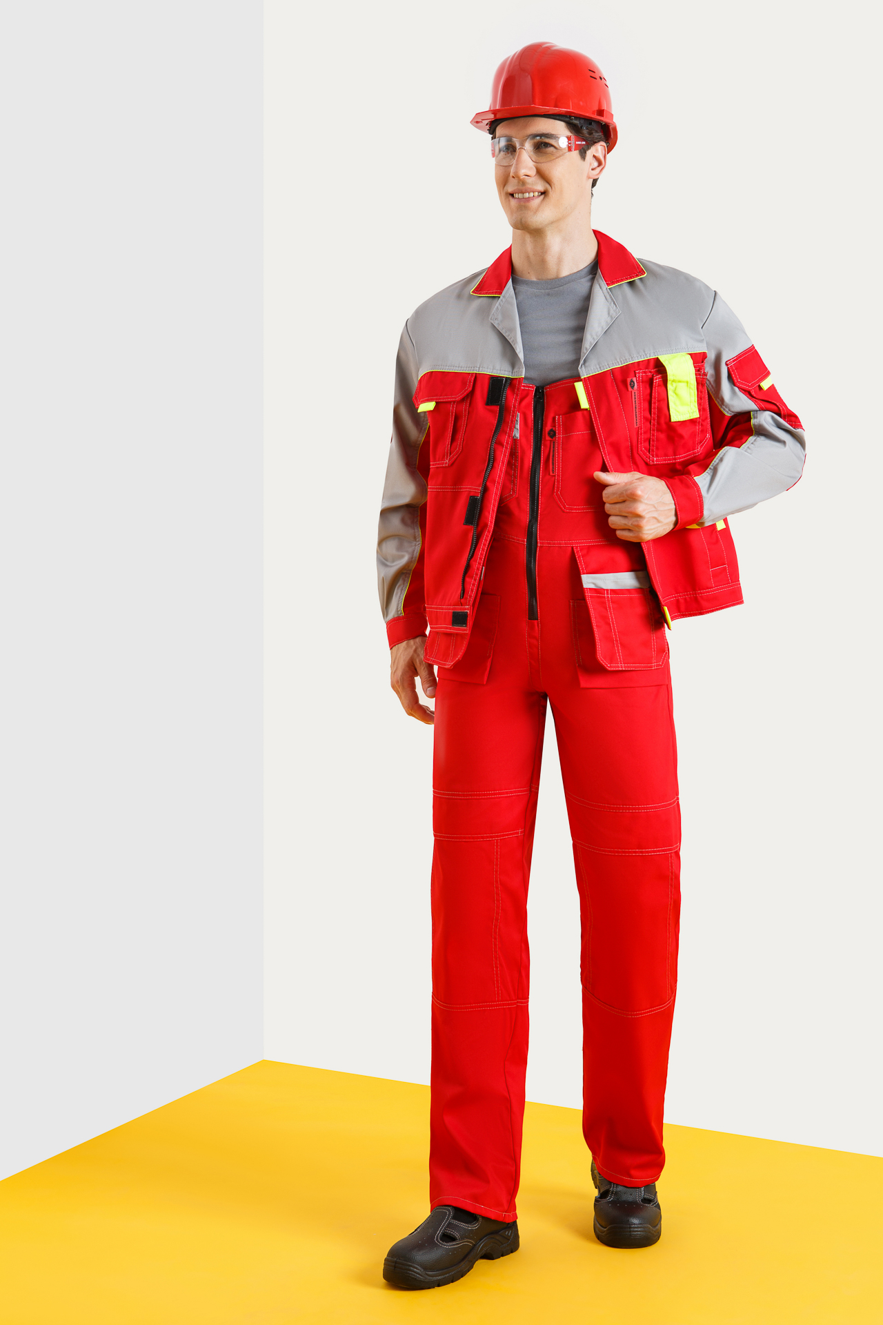 65320 Костюм "Профессионал-2" красный-светло-серый  Летняя спецодежда  размер 60-62/170-176  - Вид №7