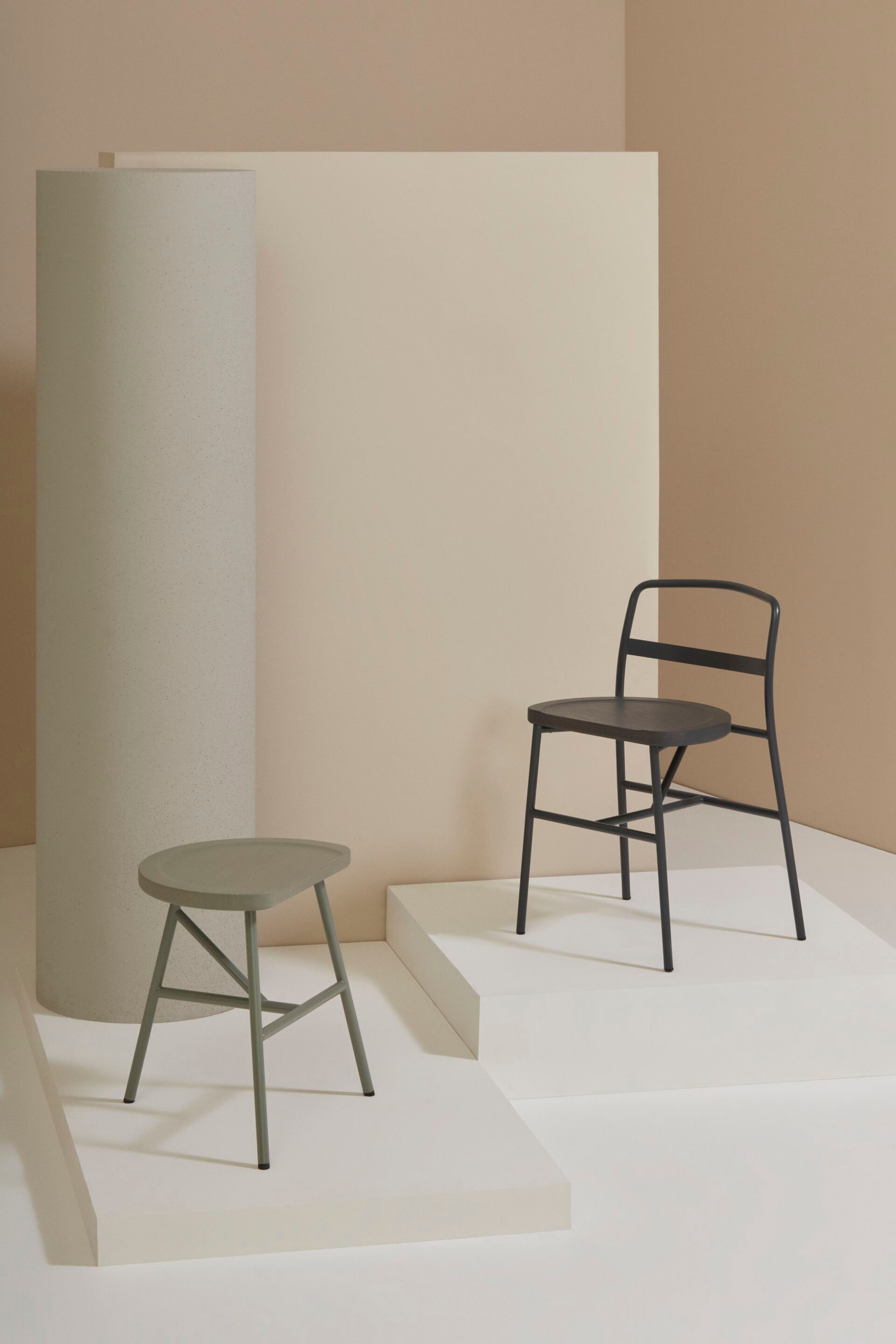 Низкий стул из стали и ясеня Billiani Puccio ARCH-00102739 - Вид №3