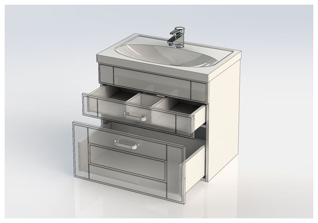Тумба с раковиной Aquanet Рондо 70 белый (2 ящика) 0018915400185343 - Вид №9