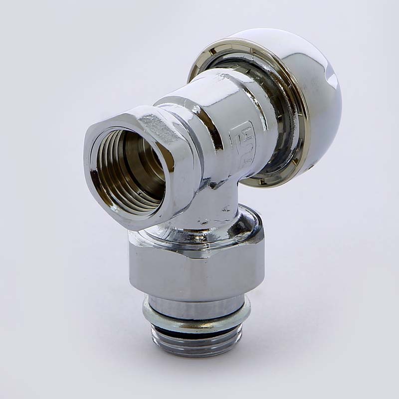 Вентиль НВ угловой для радиаторов обратный хромированный с разъемным соединением TIEMME 1/2" 3330001 - Вид №4