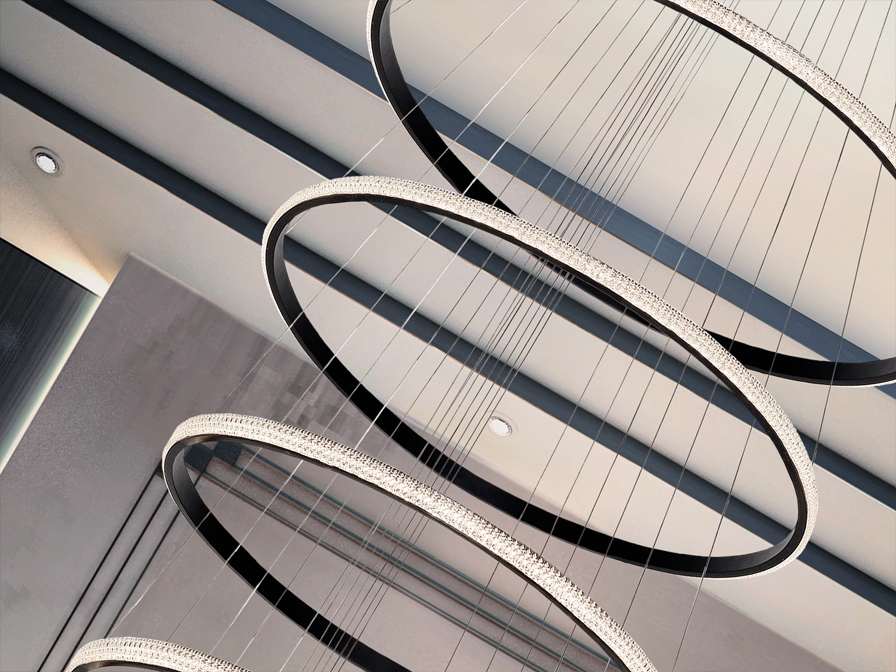 109101 Подвесной светильник 8 колец черный DIM BLUETOOTH 4000K Schuller Ring