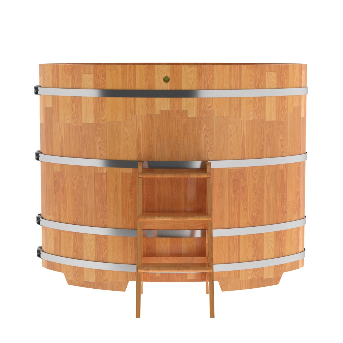 1543 Купель овальная из сращенных ламелей лиственницы 1,08х1,75х1,4 натуральная Alyarus  - Вид №3