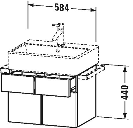VA650505353 Тумбочка подвесная Vero Air #VA6505 584 x 431 мм Каштан темный, декор Duravit - Вид №1
