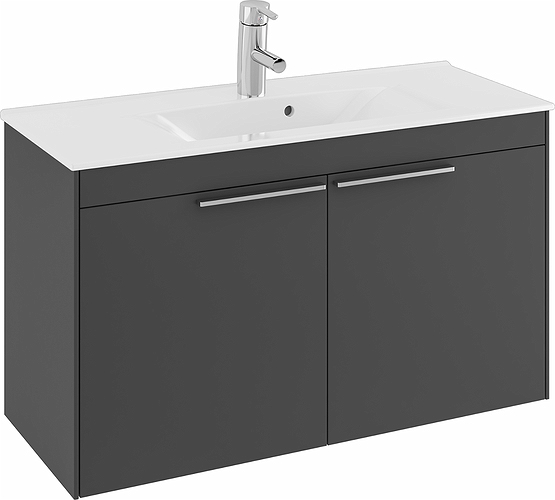 47380 Комплект мебели IFO Sense, умывальник тонкий, с двумя дверцами, компактный, Ш = 600 мм, Ш1 = 615 мм, белый  - Вид №4
