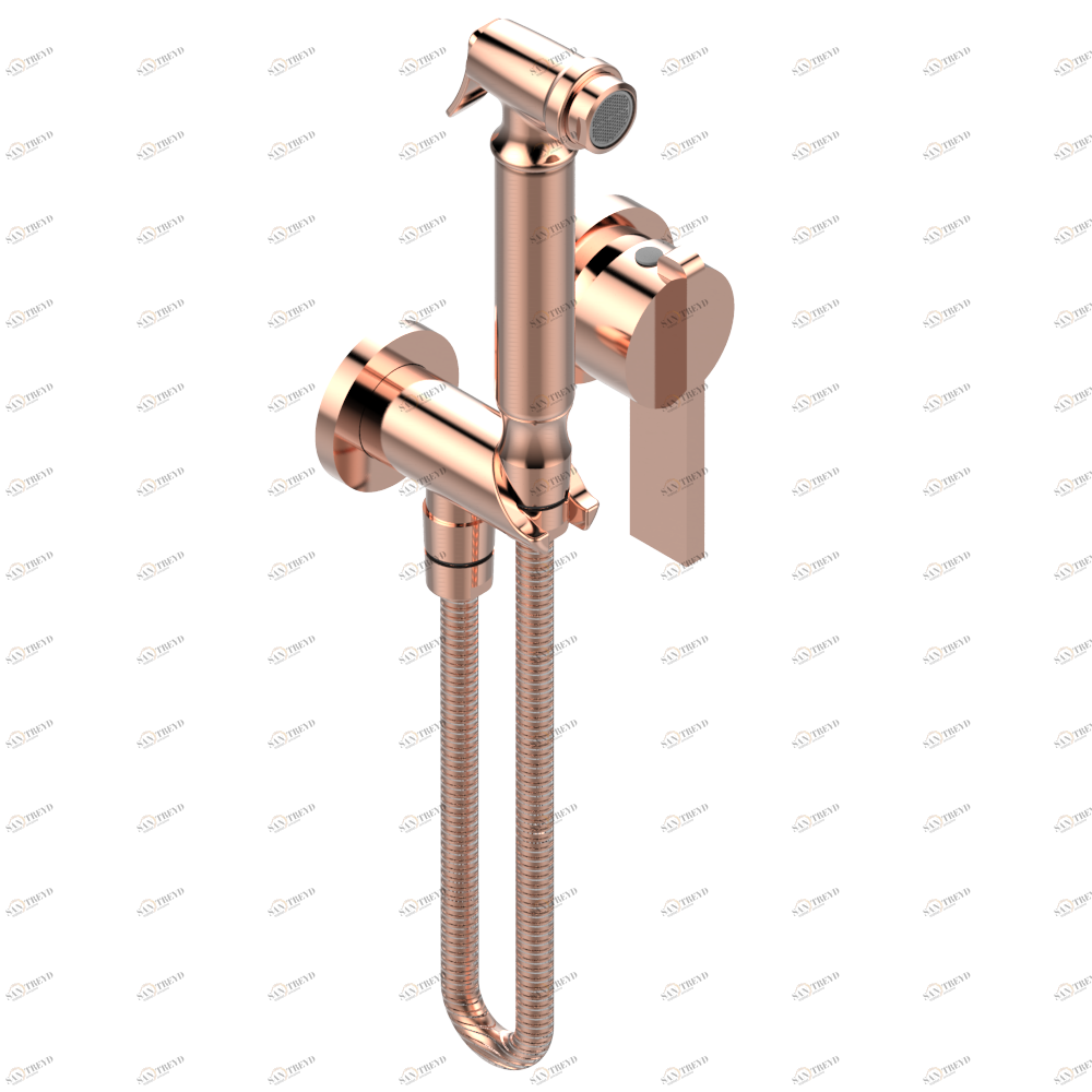 U2A-5840/MBG Комплект для душа, включающий смеситель, армированный шланг 1 м 25 см, ручной душ с курковым распылителем, выход из стены и предохранительный запорный клапан Thg-paris Le 11 Розовое золото U2A 5840/MBG CAT.F