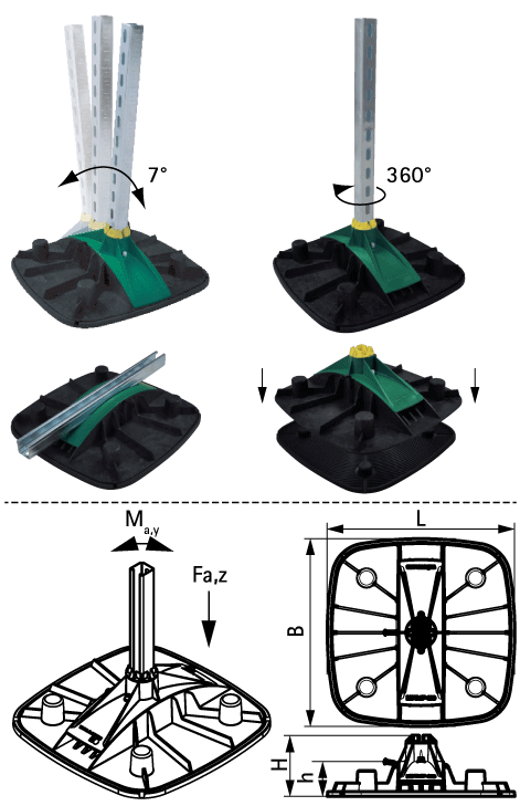 67685101 BIS Yeti® 480 Кровельные опоры (BUP1000) монтаж оборудования на кровле walraven  - Вид №1