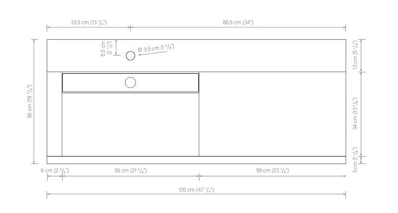 Подвесной одиночный умывальник с подвесным комодом Atlas Concorde Habitat Dialogo ARCH-00019182 - Вид №9