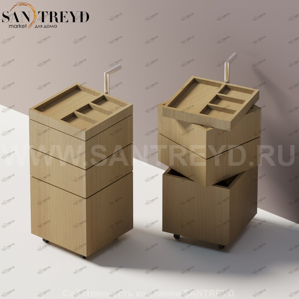 O.J.C. Тумба на роликах из натурального дуба ACOM0500NRT Agape 