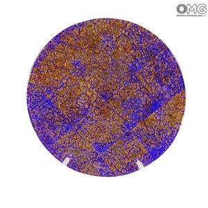 2338 ORIGINALMURANOGLASS Круглое блюдо фиолетово-оранжево-золотого цвета из муранского стекла 38 см