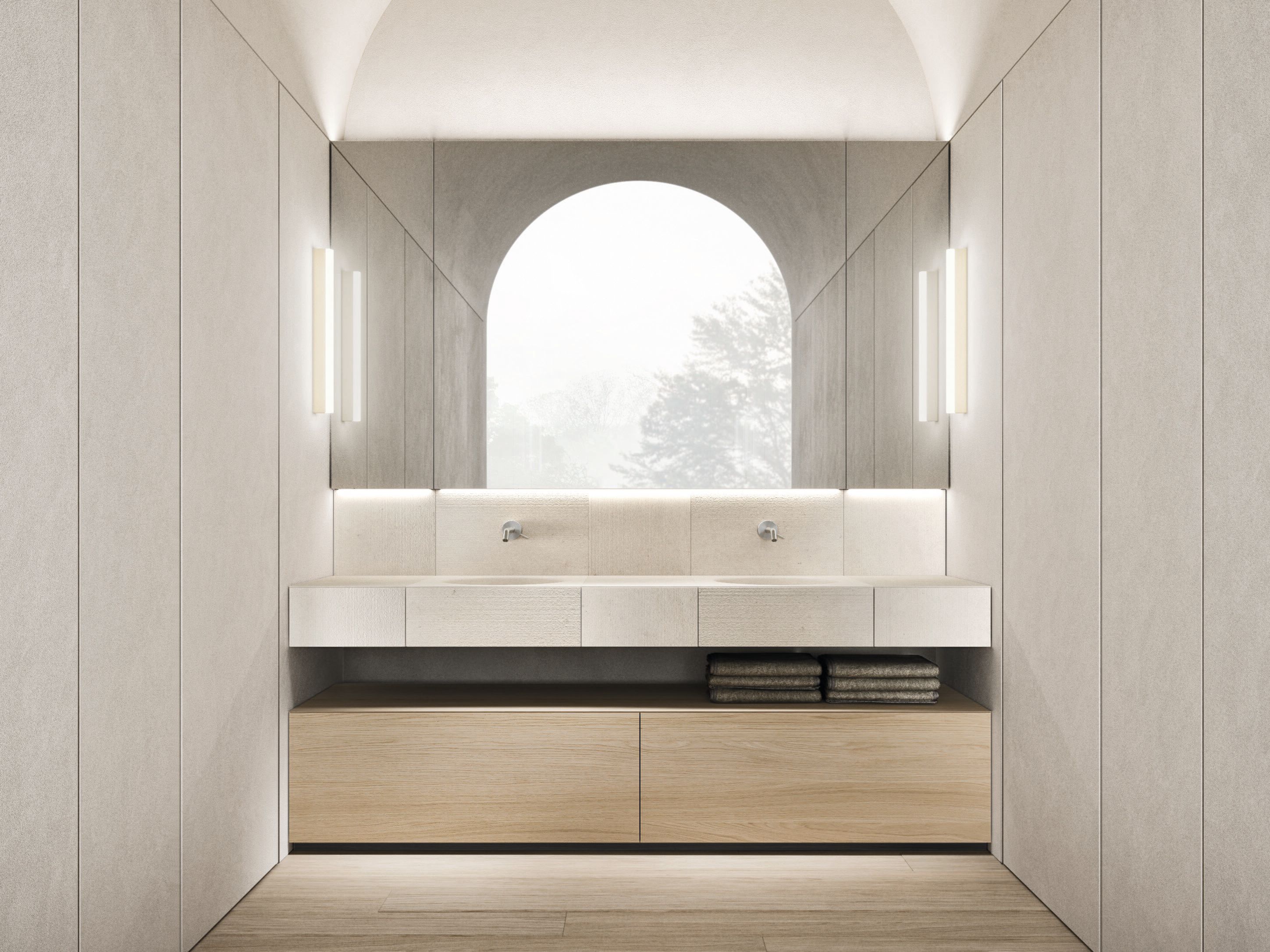 Мебель для ванной комнаты из дуба и мрамора Noorth Azuco ARCH-00016875 - Вид №1