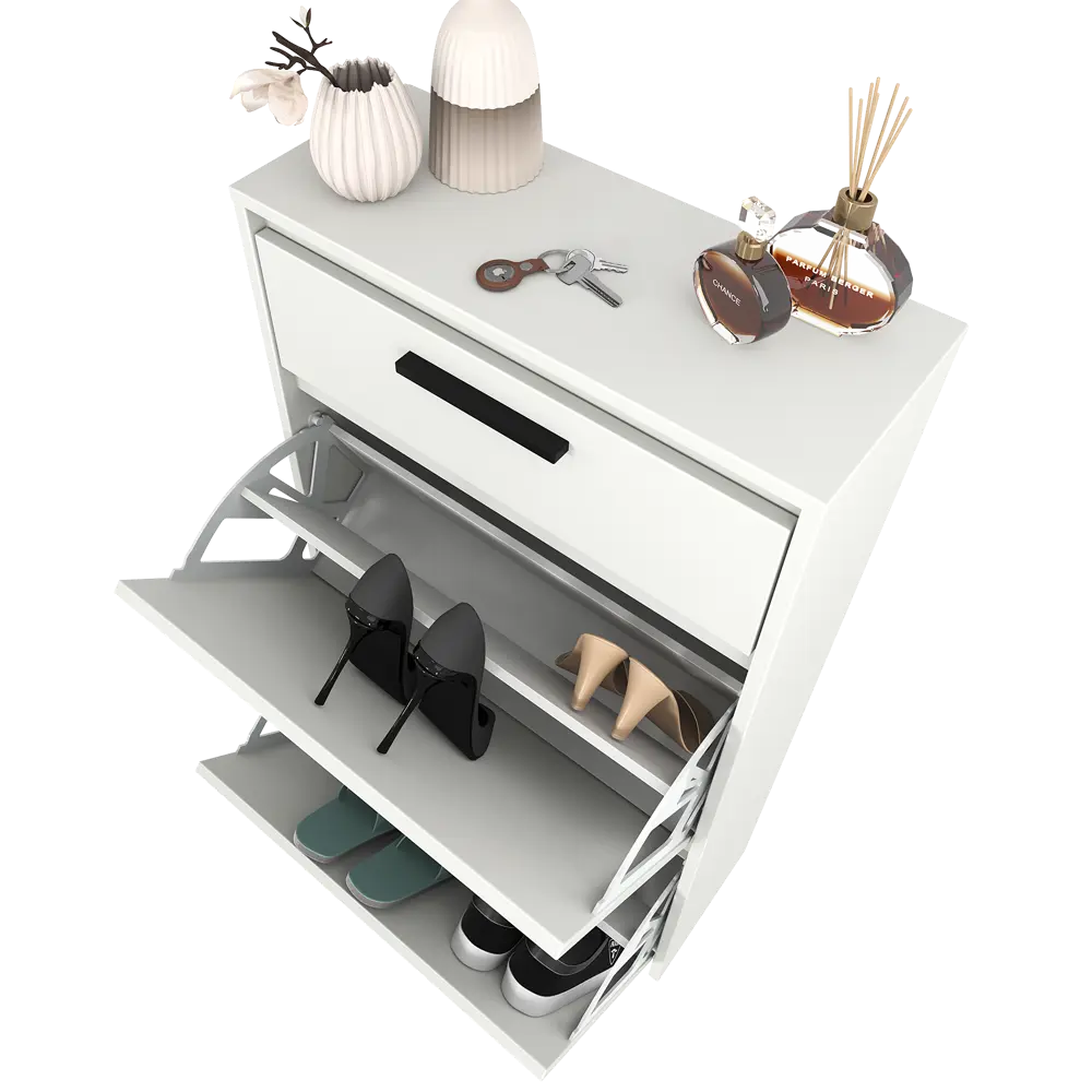 Шкаф для обуви Лион 60x103.9x24 см 2 ящика ЛДСП цвет белый Santreyd STLM-2208321 - Вид №13