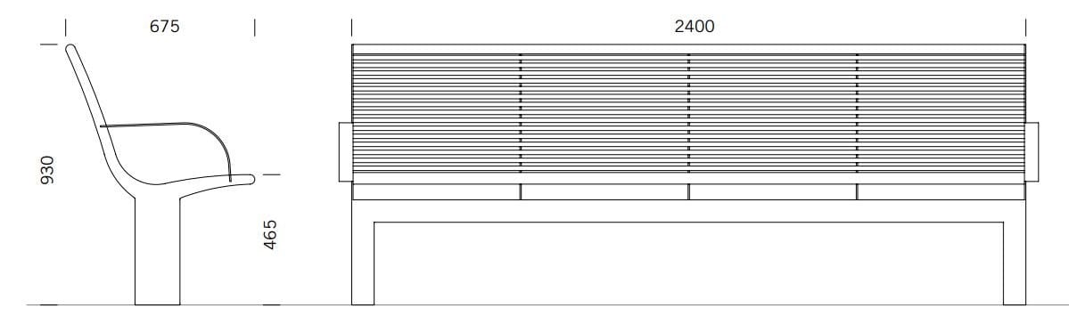 Скамья из нержавеющей стали с подлокотниками BENKERT BANKE Siardo ARCH-00138008 - Вид №1