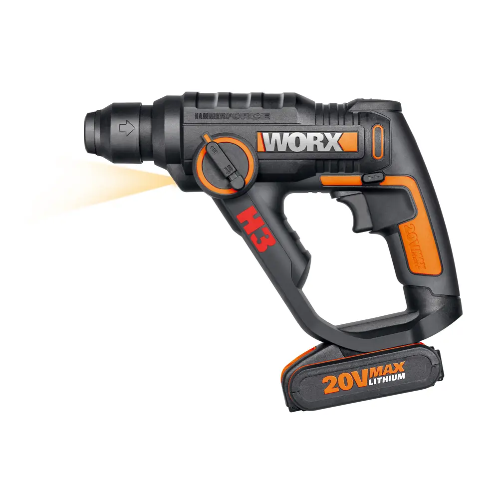 Аккумуляторный перфоратор SDS-plus Worx WX550.1, 20 В Li-Ion 1x1.5 Ач, 1.2 Дж STLM-2162672 - Вид №1