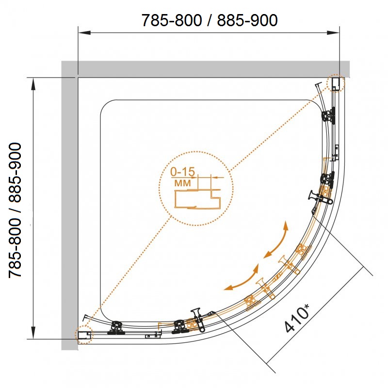 Душевой уголок CEZARES ECO-O-R-2-90-P-Cr - Вид №10