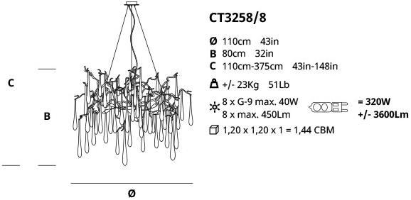 Serip Подвесной светильник из бронзы ручной работы Aqua Ct3258/8 - Вид №1