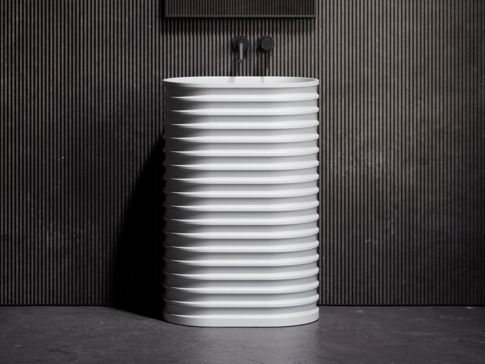 Одиночный круглый отдельно стоящий умывальник из смолы LUSSO Maddox ARCH-00071704